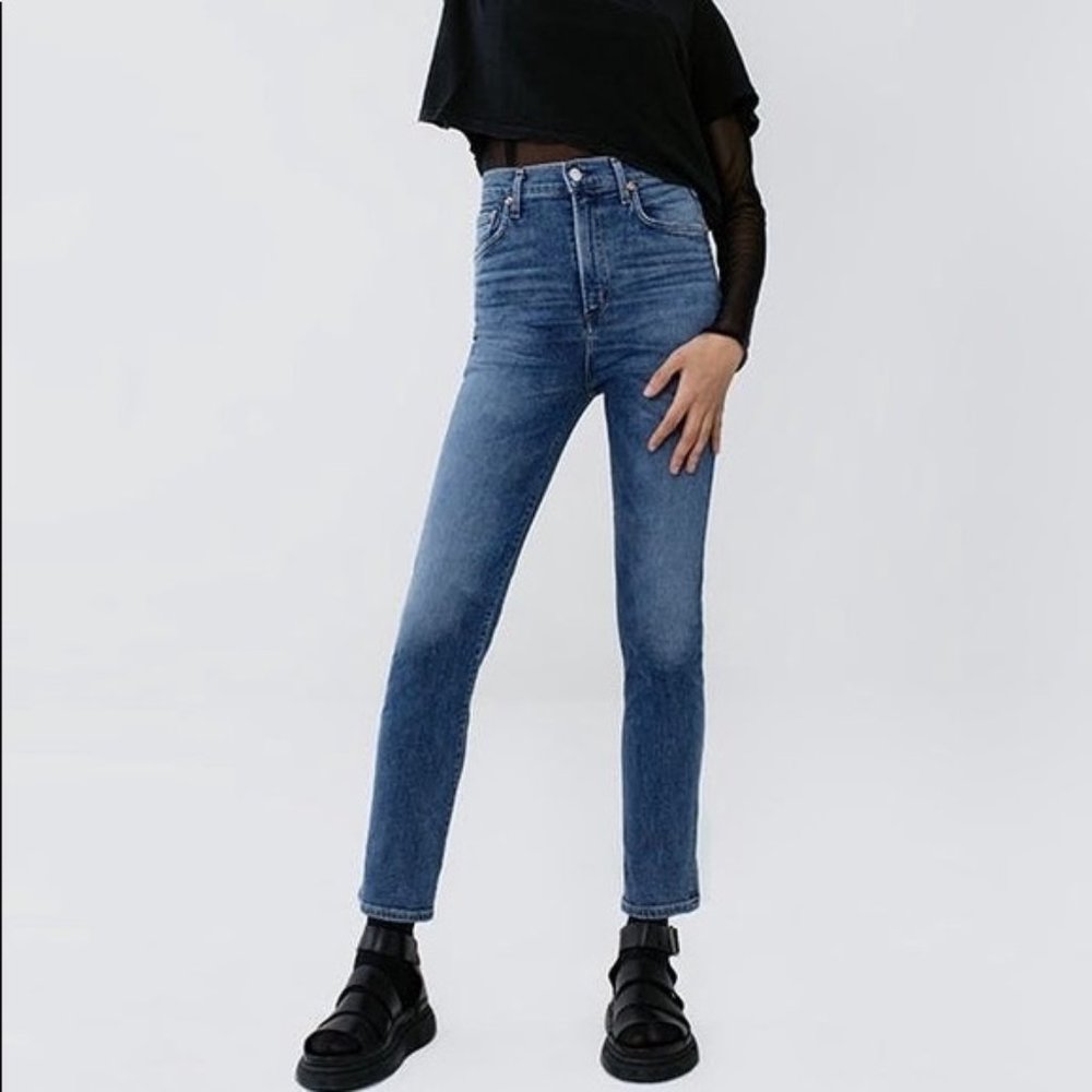 Agolde Ruby Super High Rise Slim Straight Jeans Adore